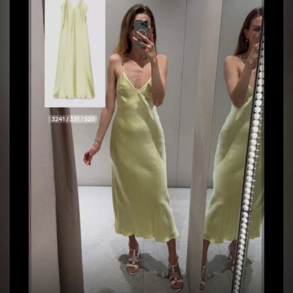 Elegant Lime Green Slip Dress - Picture 2 of 8
